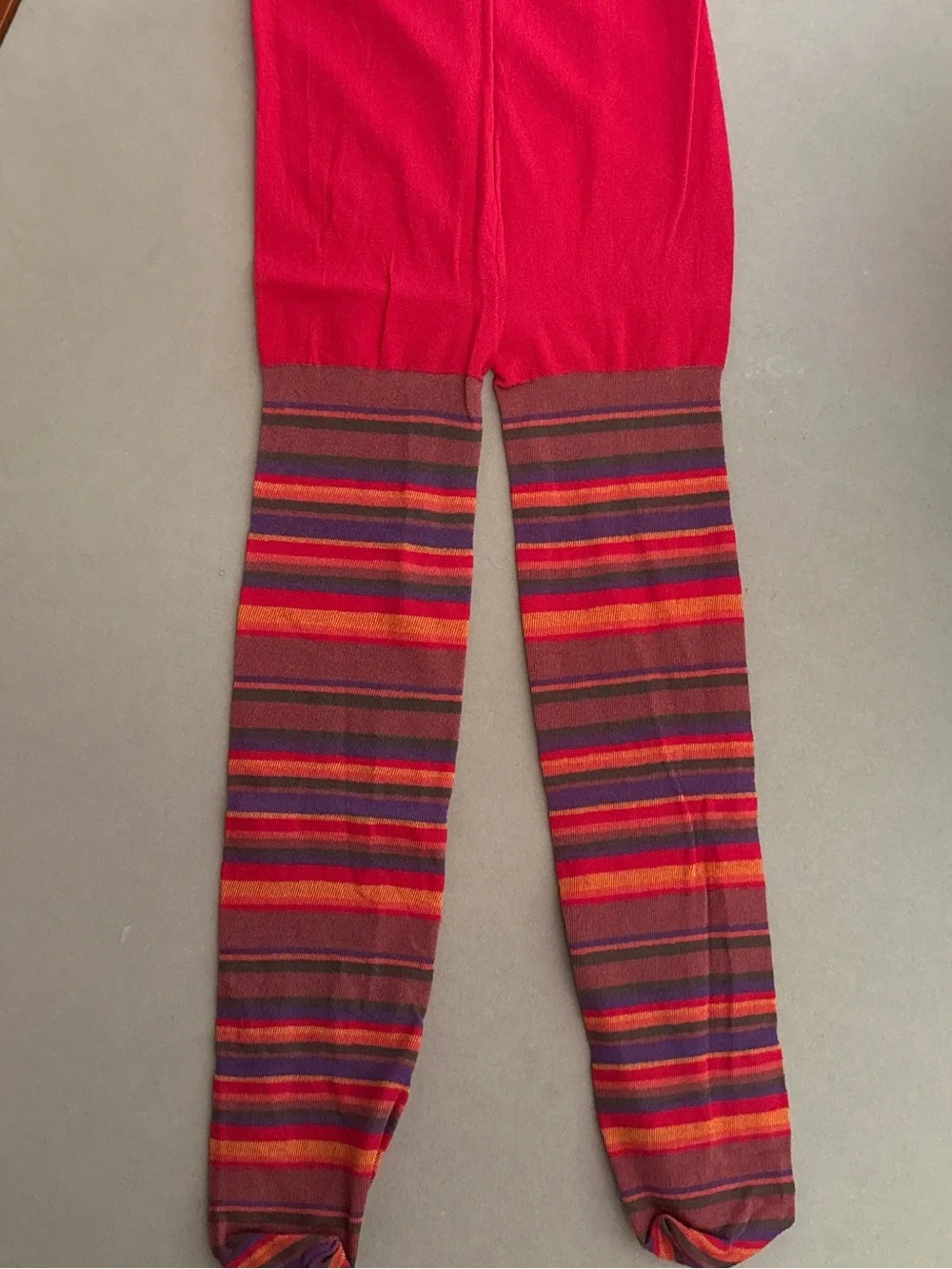 NEW Vintage Striped Red Multicolor Tights Kids 70s style Colorful READ DESCRIP